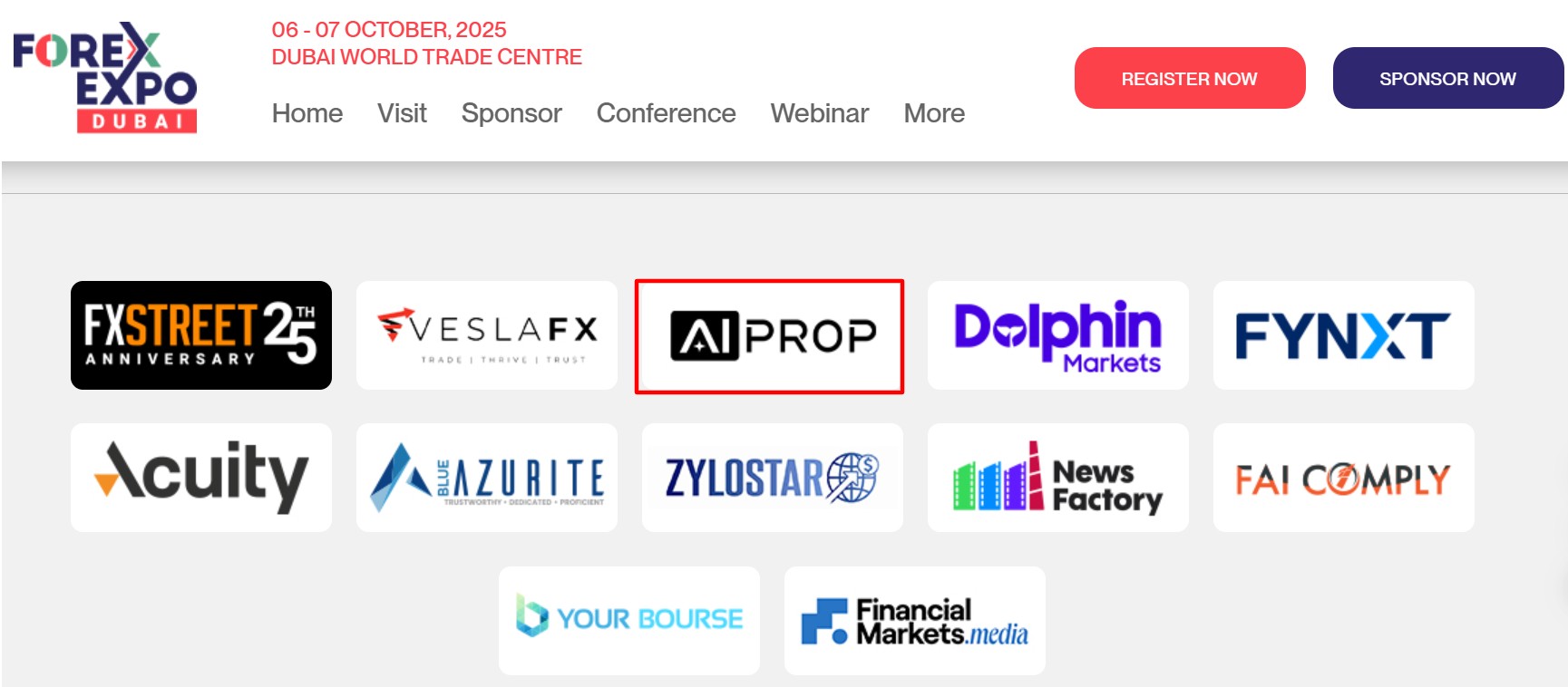 AI Prop là nhà tài trợ chính thức tại booth 198 của Forex Expo Dubai 2025
